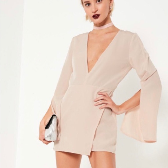 Missguided Dresses & Skirts - Missguided Crepe Split Sleeve Asymmetric Romper